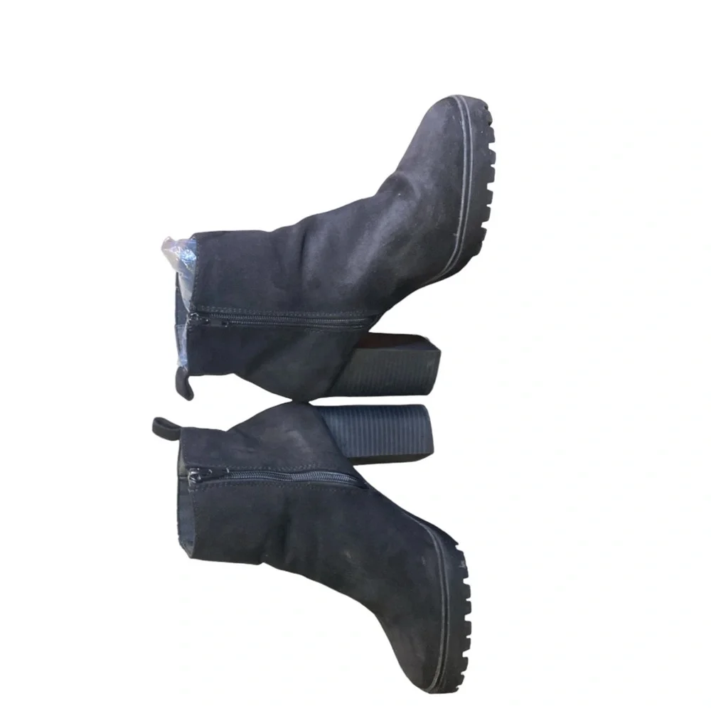 Black Suede Heel Boots Size 8